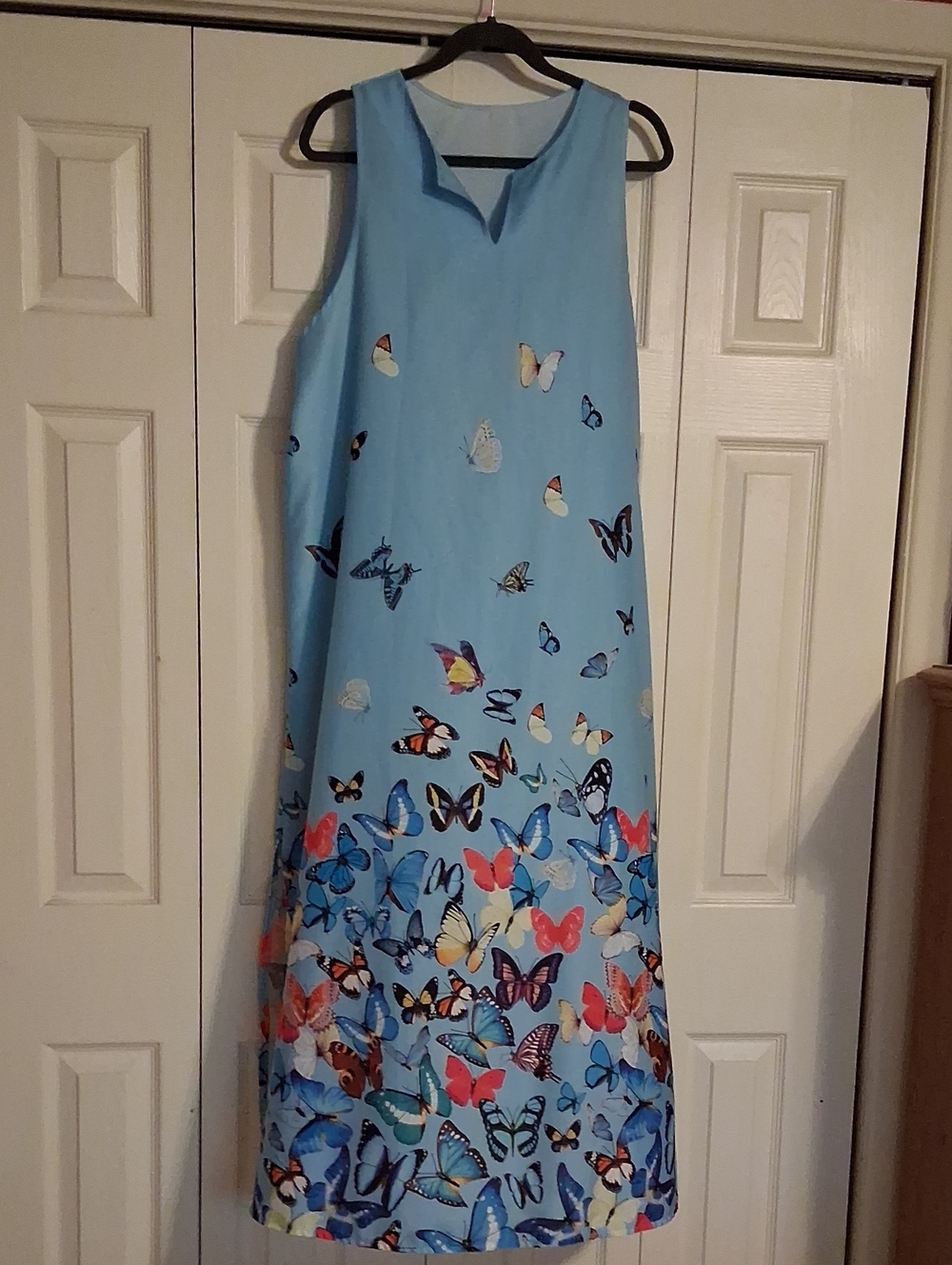 Light Blue Butterfly Print Ladies Dress